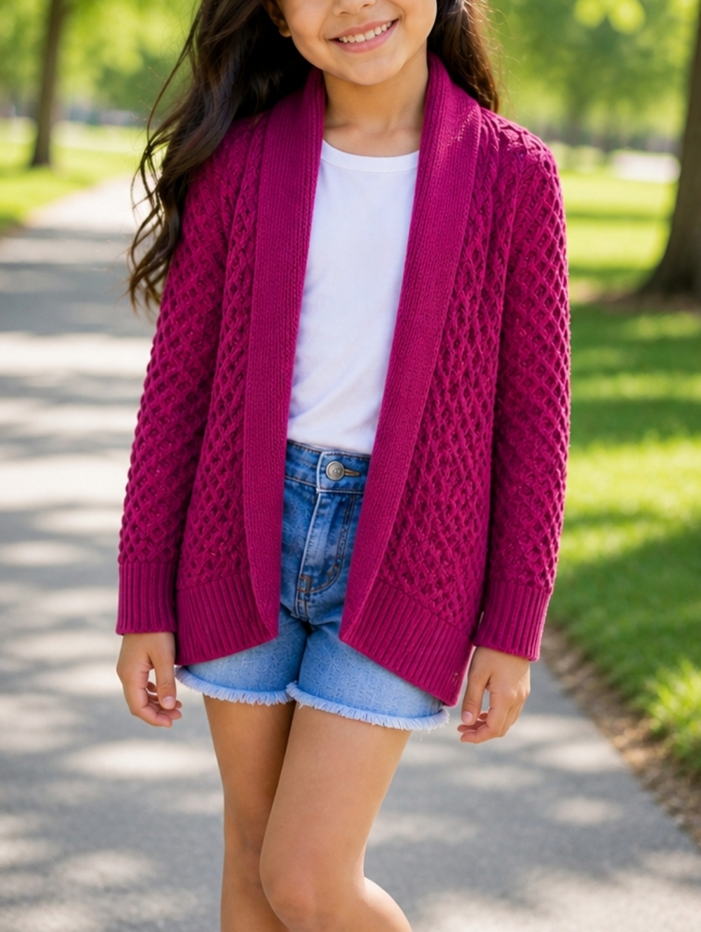 Ivivva 100% Cotton Knit Cardigan Sweater Kids | Open Front Shawl Collar